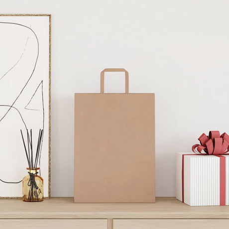 Vidaxl papieren zakken 250 st met hengsels 26x12x35 cm bruin