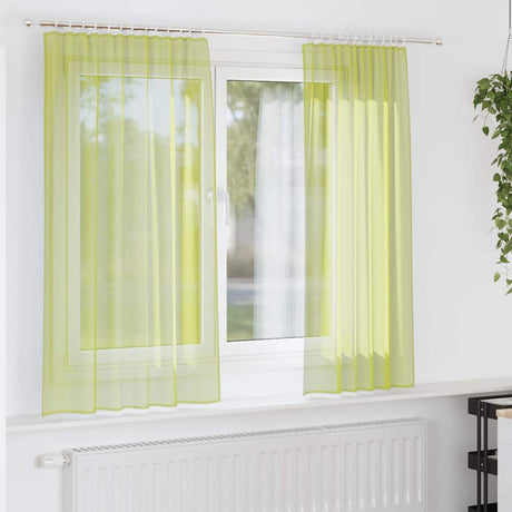 Vidaxl gordijnen voile met roedezakken 2 st appelgroen