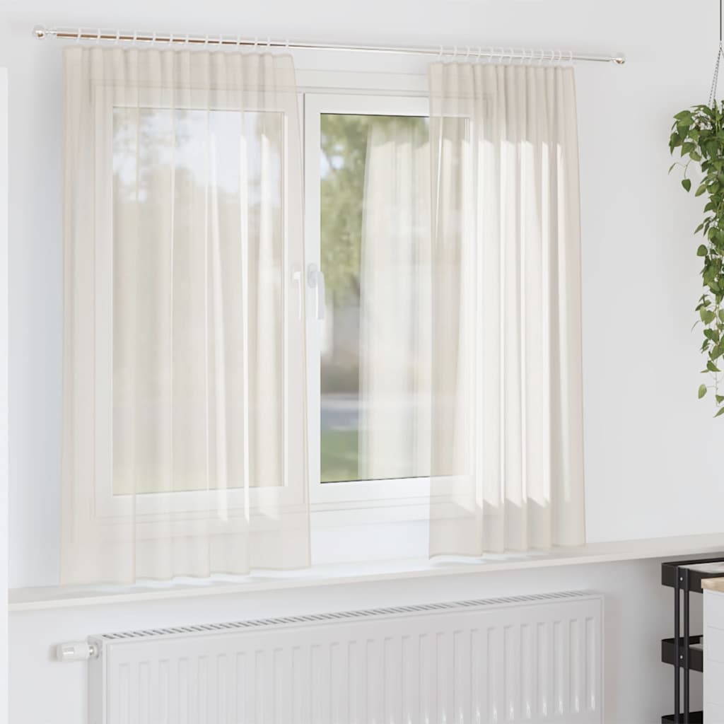 Vidaxl gordijnen voile met roedezakken 2 st crèmekleurig