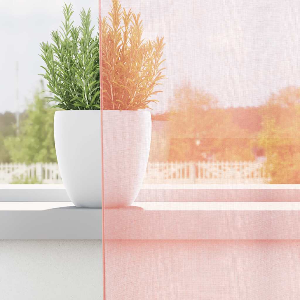 Vidaxl gordijnen voile met roedezakken 2 st roze