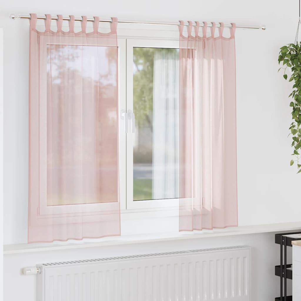 Vidaxl gordijnen voile met lussen 2 st 140x175 cm lichtroze