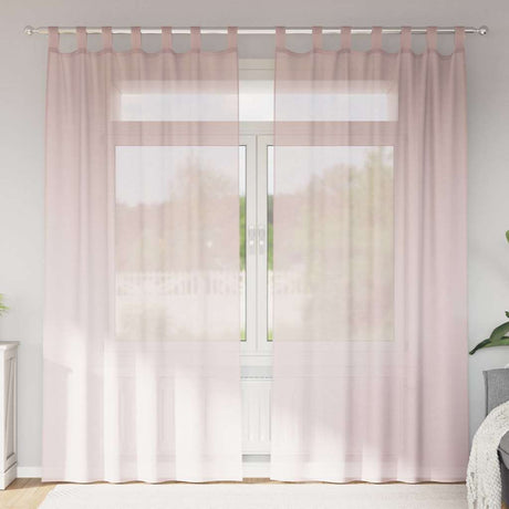 Vidaxl gordijnen voile met lussen 2 st 140x245 cm lichtroze
