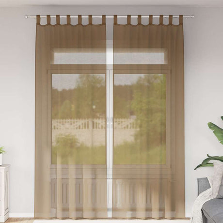 Vidaxl gordijnen voile met lussen 2 st 140x260 cm lichtbruin