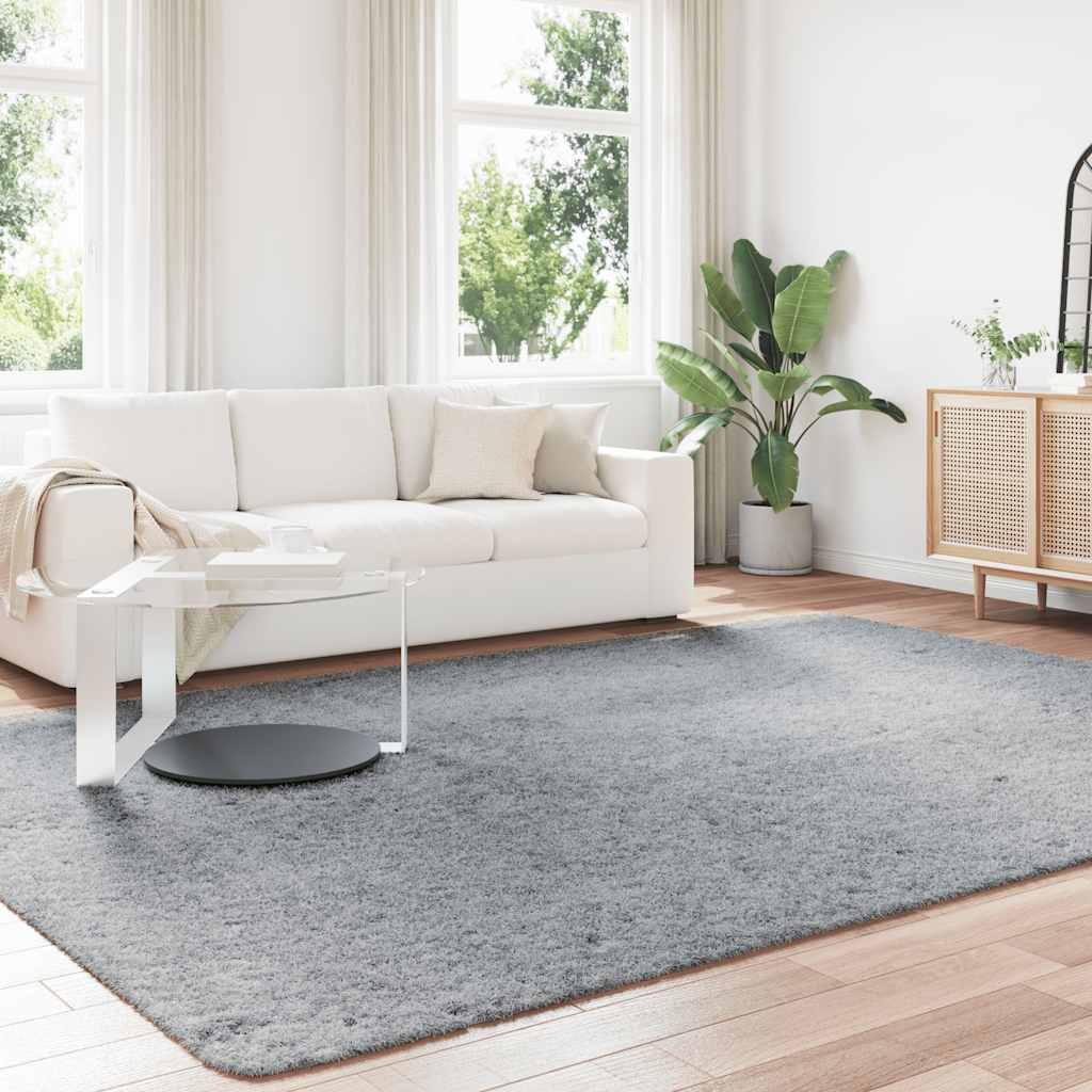 Vidaxl hoogpolig vloerkleed navarra 240x340 cm polyester lichtgrijs