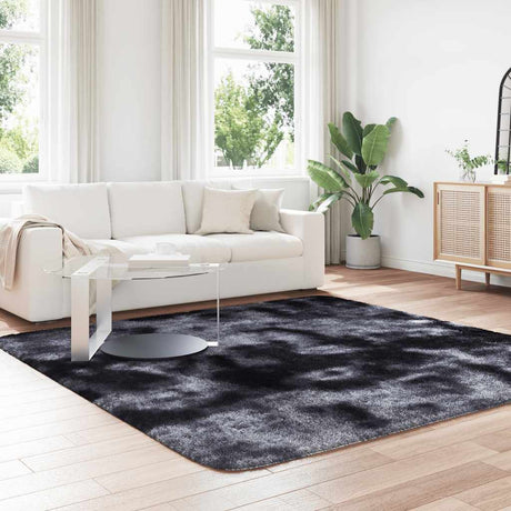 Vidaxl hoogpolig vloerkleed navarra 240x240 cm polyester donkergrijs