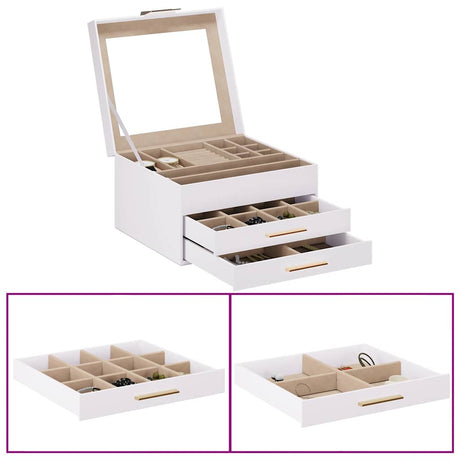 Vidaxl sieradendoosje 3-laags 23x20,5x14 cm wit