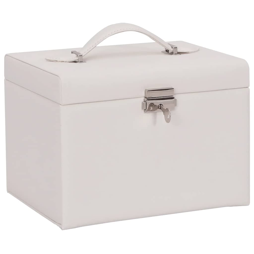 Vidaxl sieradendoosje 4laags spiegel afsluitbaar 22,5x17,5x16,5 cm wit