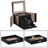 Vidaxl sieradendoosje 4-laags spiegel afsluitbaar 22,5x17,5x16,5 cm