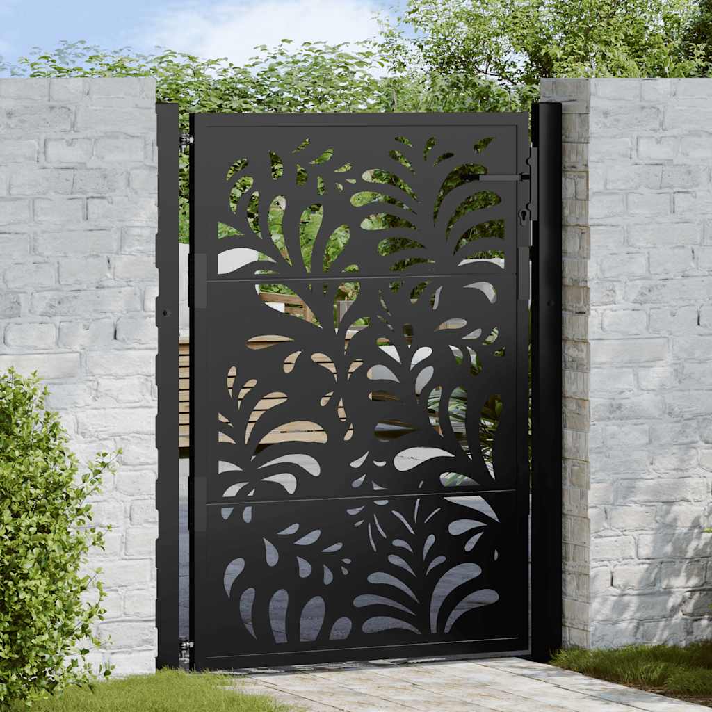 Vidaxl poort met golfontwerp 100x125 cm staal zwart