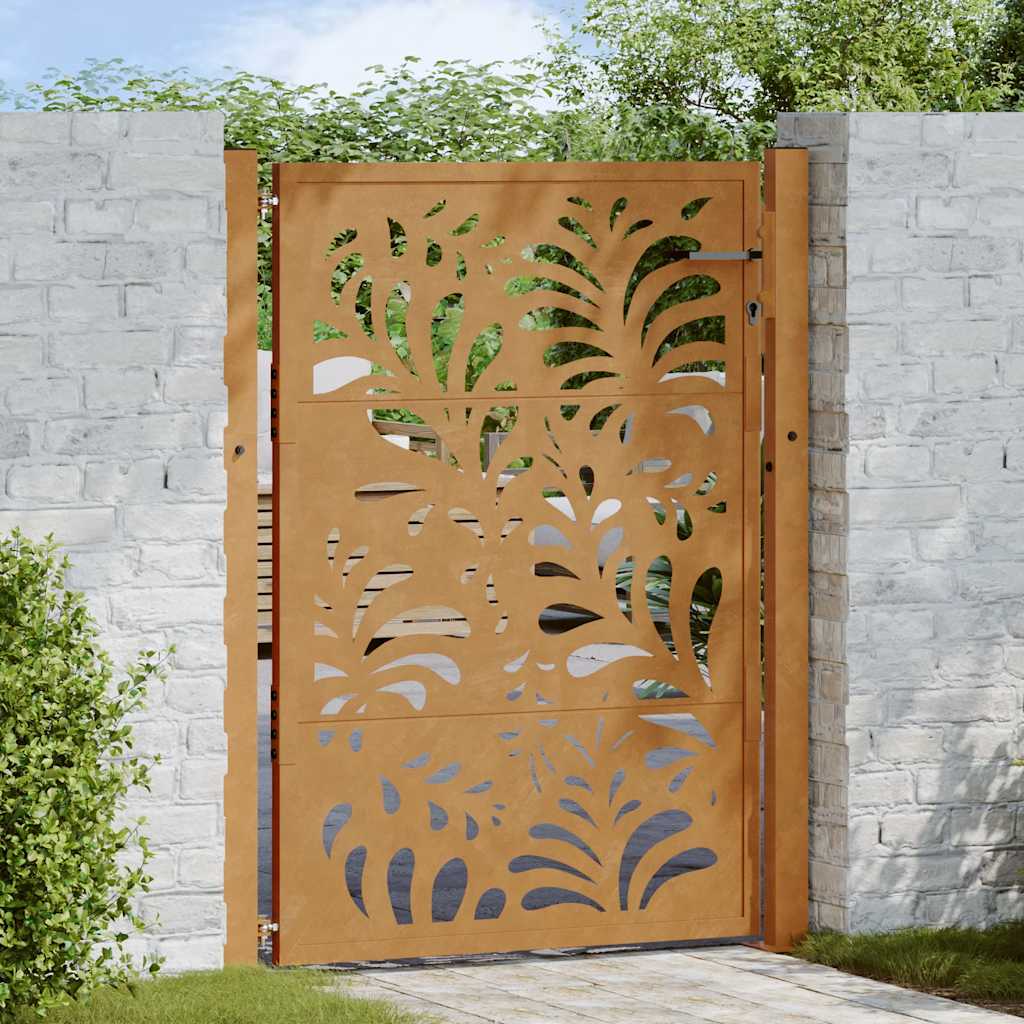Vidaxl poort met golfontwerp 100x125 cm weervast staal