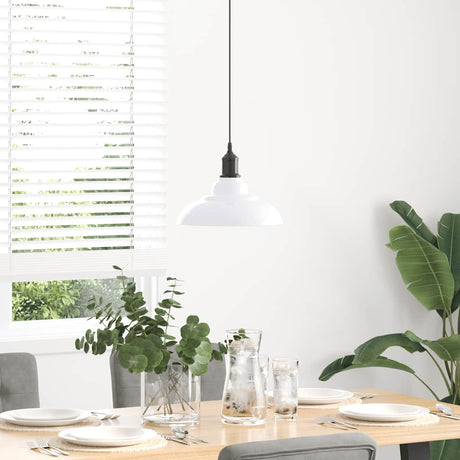 Vidaxl hanglamp in hoogte verstelbaar e27 ø31 cm metaal glanzend wit