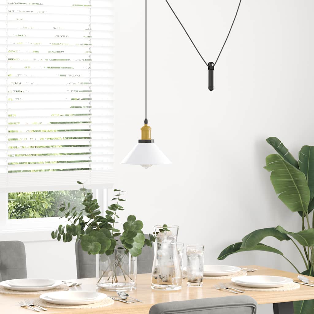 Vidaxl hanglamp in hoogte verstelbaar e27 ø22 cm metaal glanzend wit