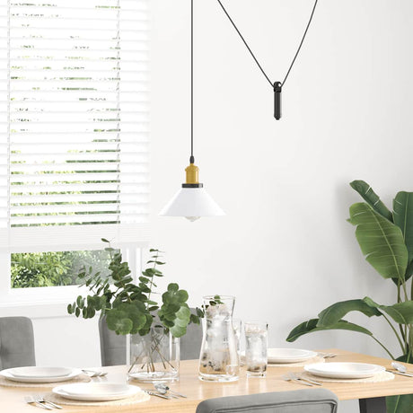 Vidaxl hanglamp in hoogte verstelbaar e27 ø22 cm metaal glanzend wit