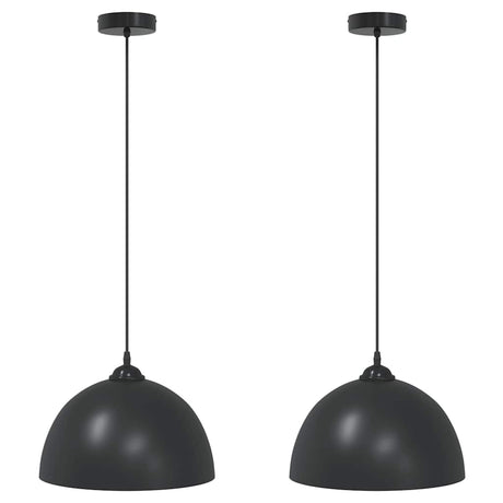 Vidaxl hanglampen 2 st in hoogte verstelbaar e27 30 cm metaal zwart