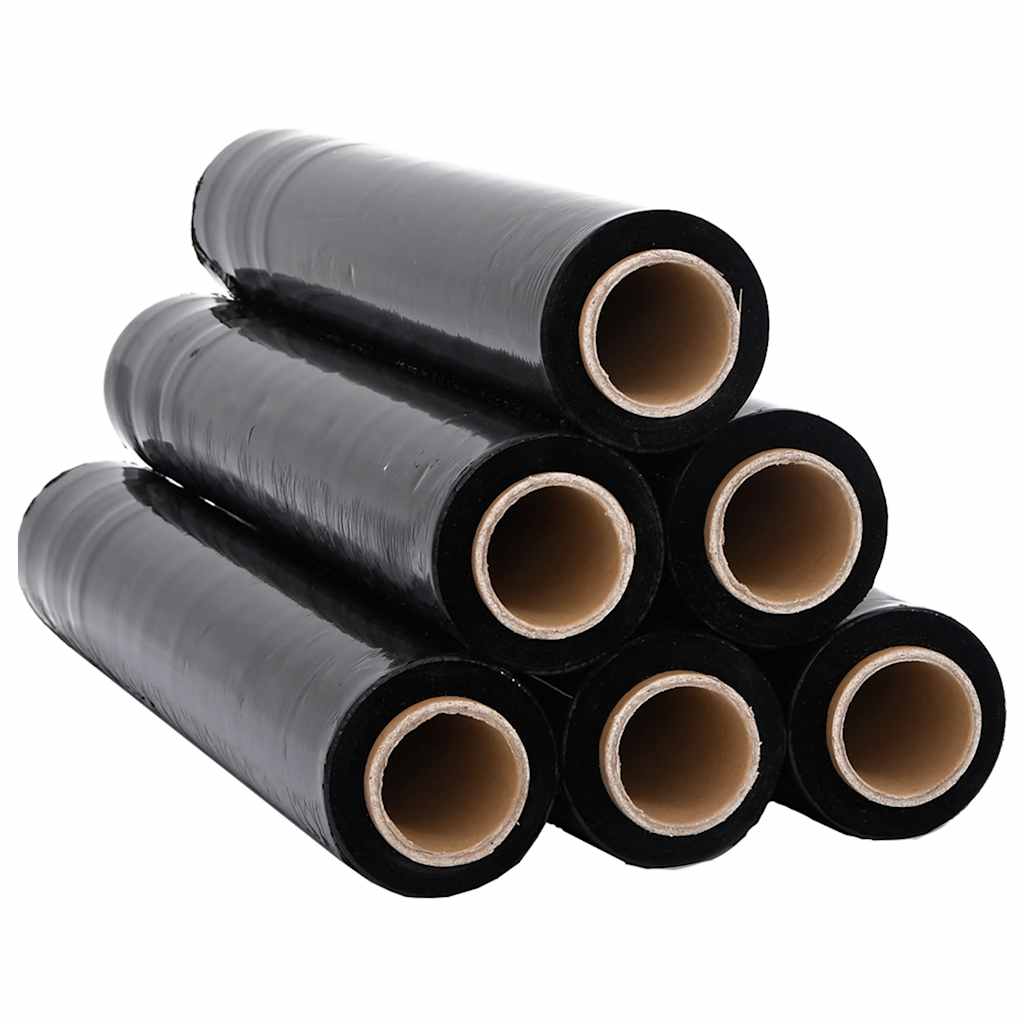 Vidaxl stretchfilm 6 st 30 μm 50 cm x 150 m zwart