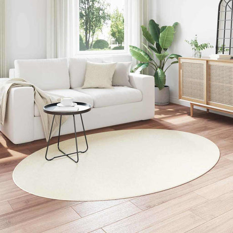 Vidaxl vloerkleden ovaal huarte crème 140 x 200 cm 100% polyester