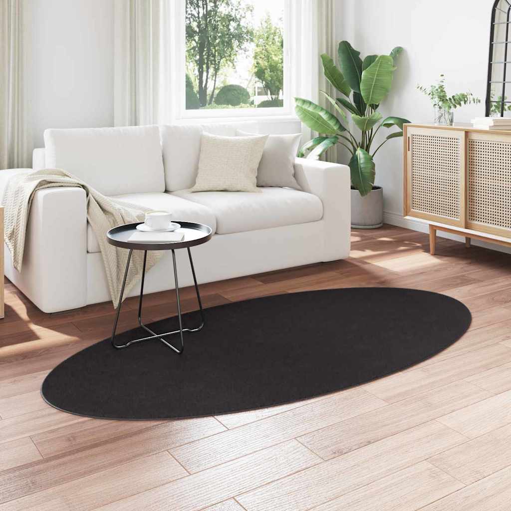 Vidaxl vloerkleden ovaal huarte zwart 100 x 200 cm 100% polyester