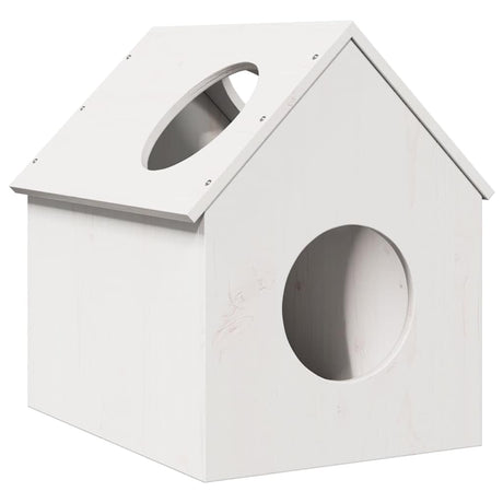 Vidaxl kattenhuis 41x50x50 cm massief grenenhout wit