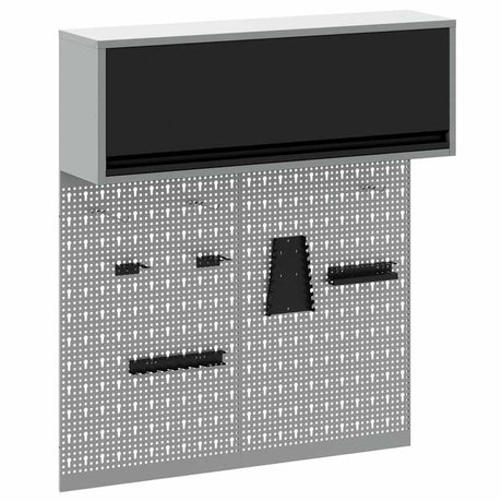 Vidaxl gereedschapskast set met plank 3 pcs zwart gepoedercoat staal