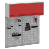 Vidaxl gereedschapskast set met plank 3 pcs rood gepoedercoat staal