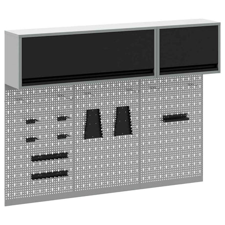 Vidaxl gereedschapskast set met plank 5 pcs zwart gepoedercoat staal