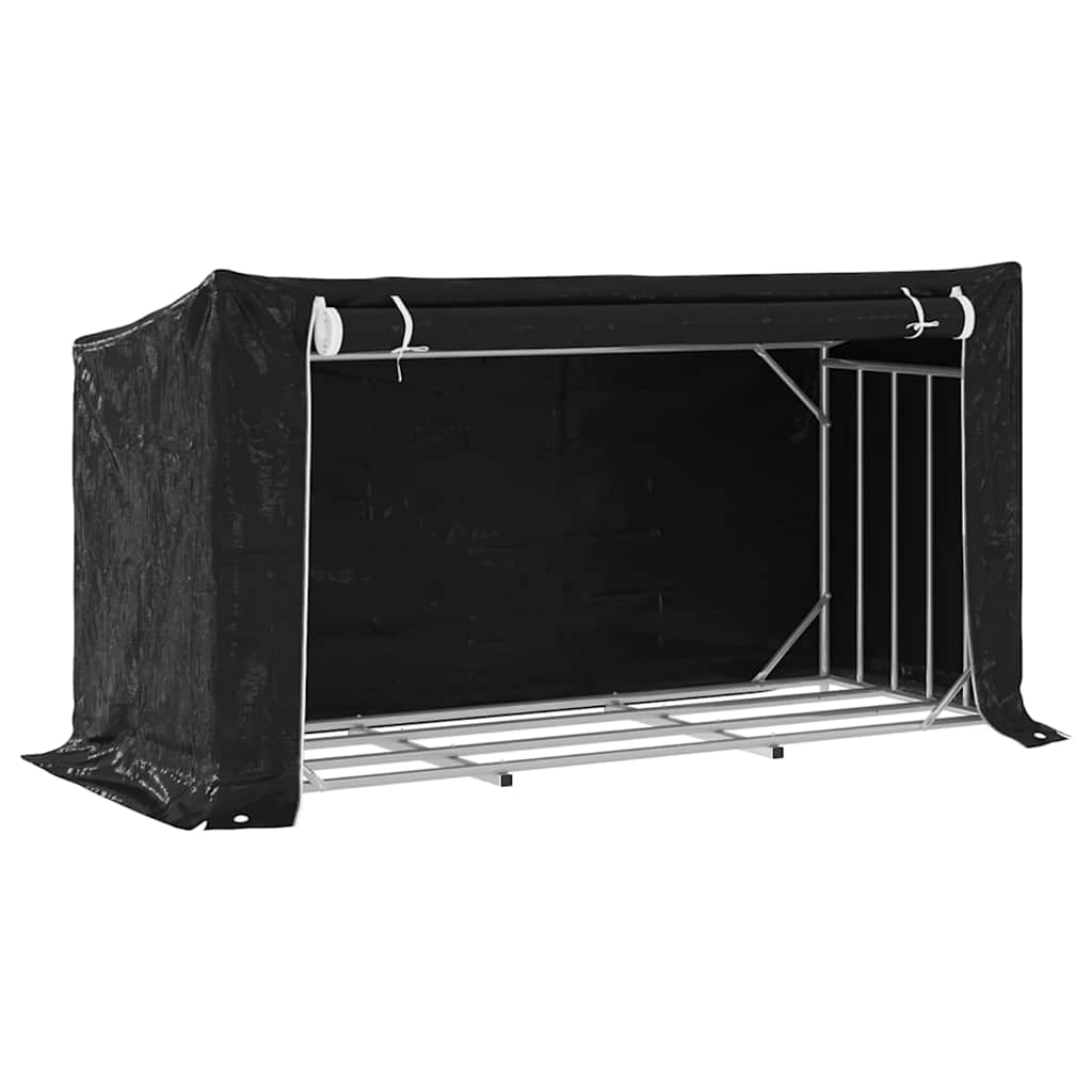 Vidaxl haardhoutrek met regenhoes 200,5x80,5x110,5 cm staal