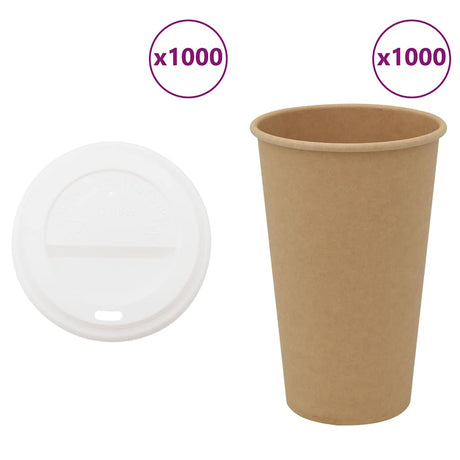 Vidaxl papieren koffiekopjes met deksel 1000 st 16oz 400 ml