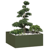 Vidaxl plantenbak 100x100x40 cm staal olijfgroen