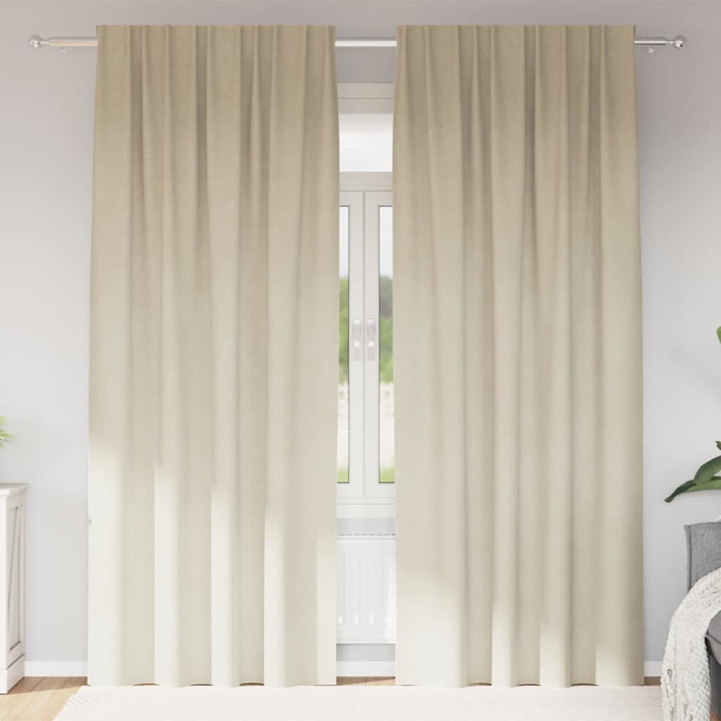 Vidaxl verduisterende gordijnen 2 pcs crème 140 x 225 cm fluweel