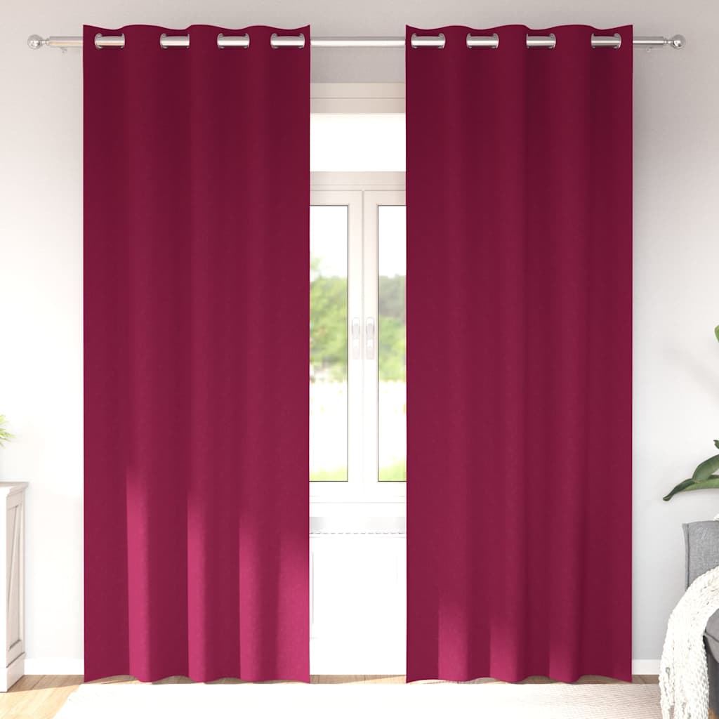 Vidaxl zwart-out gordijnen met ringen 2 pcs wijnrood 245 x 140 cm