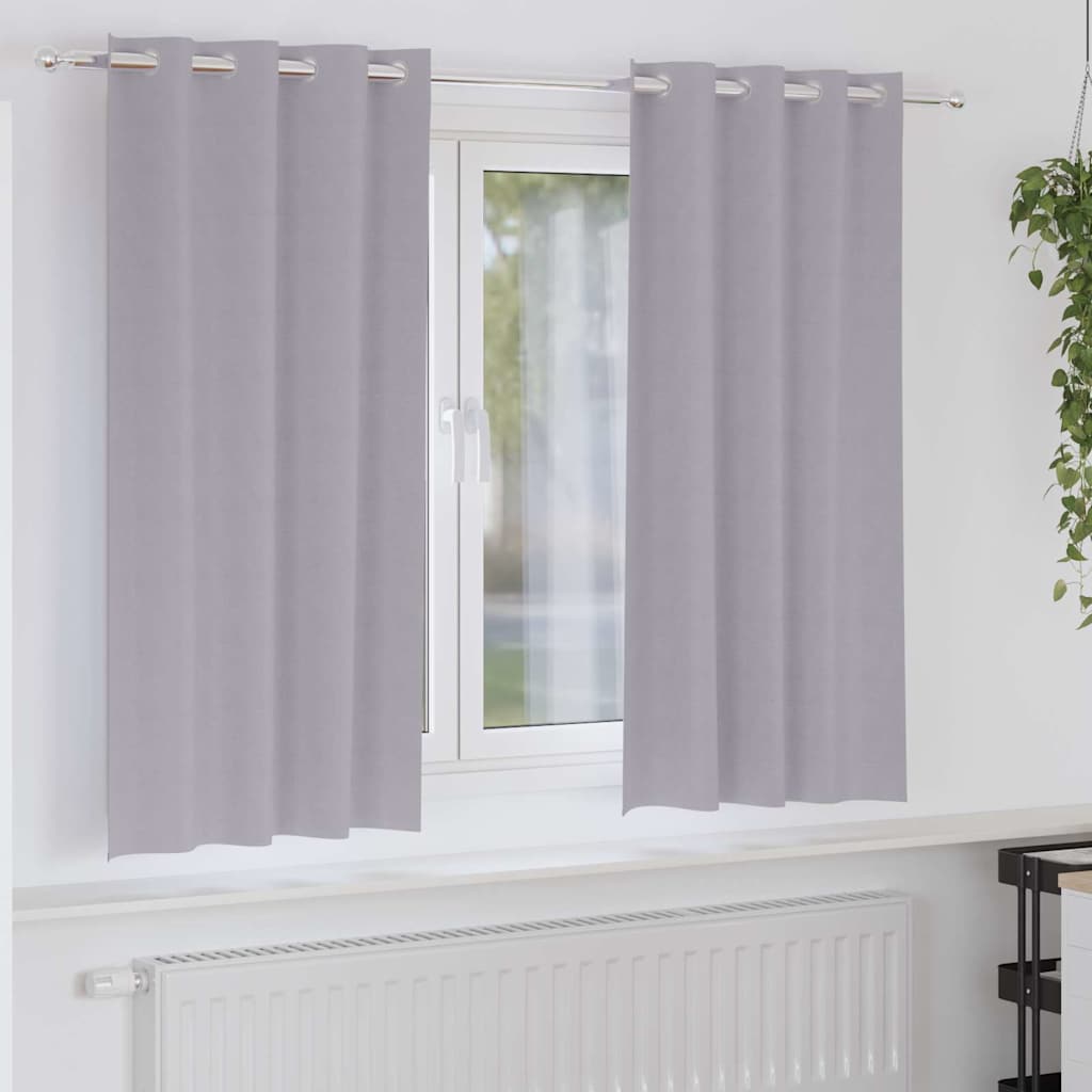 Vidaxl zwart-out gordijnen met ringen 2 pcs metaalgrijs 175 x 140 cm
