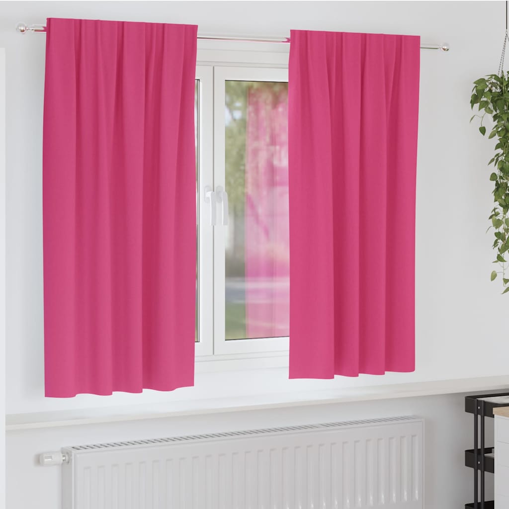Vidaxl zwart-out gordijnen met ringen 2 pcs felroze 175 x 140 cm