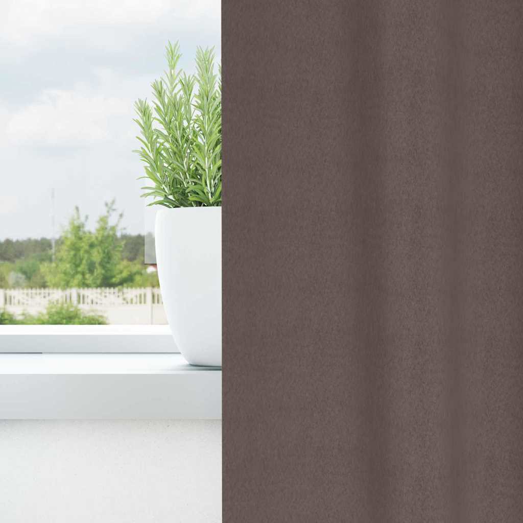 Vidaxl zwart-out gordijnen met ringen 2 pcs donkerbruin 225 x 140 cm