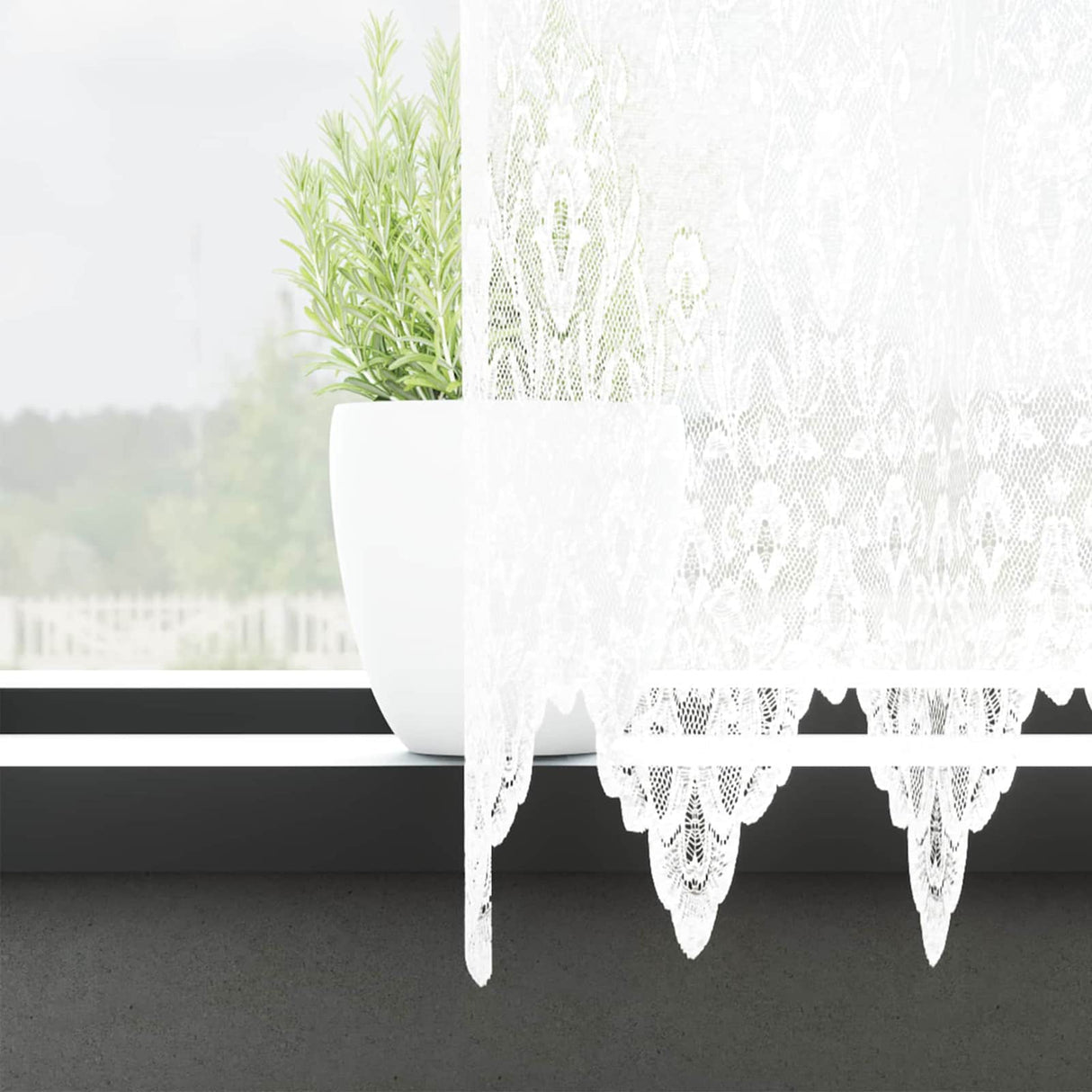 Vidaxl kantgordijn met gordijnen bloemen wit 160 x 600 cm polyester