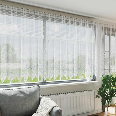 Vidaxl kantgordijn met gordijnen bloemen wit 180 x 900 cm polyester