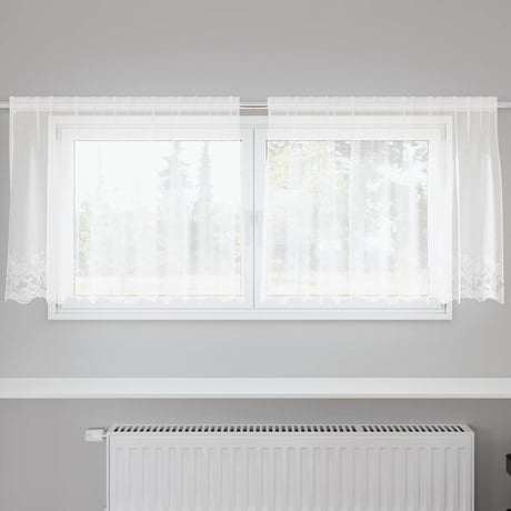 Vidaxl kantgordijn met gordijnen bloemen wit 80 x 200 cm polyester