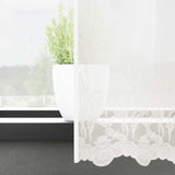 Vidaxl kantgordijn met gordijnen bloemen wit 120 x 900 cm polyester