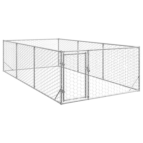 Vidaxl hondenhok voor buiten met deur 2x4x1 m gegalvaniseerd staal