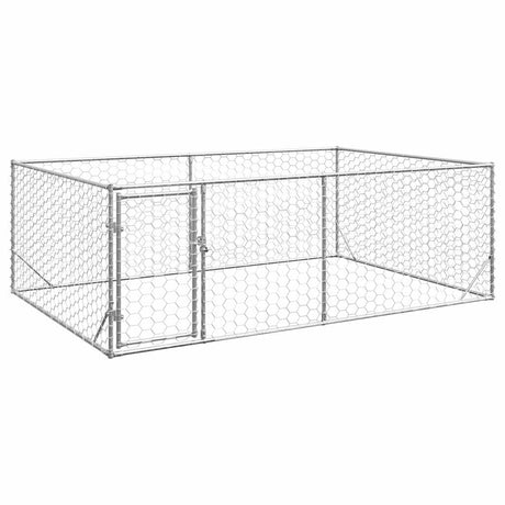 Vidaxl hondenhok voor buiten met deur 3x2x1 m gegalvaniseerd staal