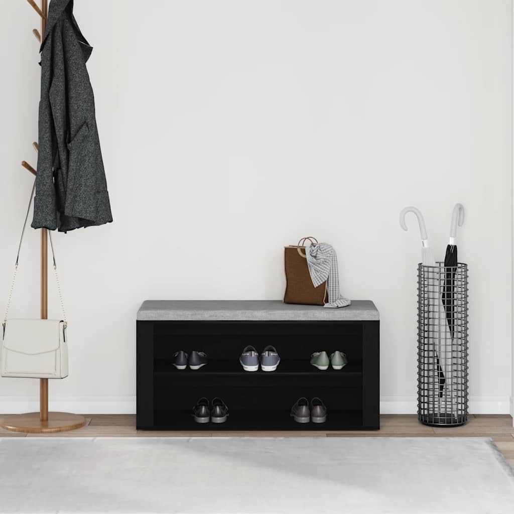 Vidaxl schoenenbank 100x35x45 cm bewerkt hout zwart eikenkleurig