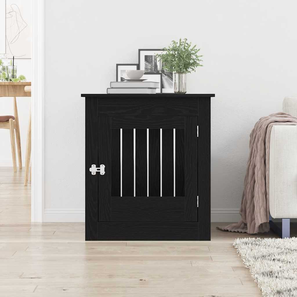 Vidaxl hondenbenchmeubel 64,5x80x71 cm bewerkt hout zwart eikenkleurig