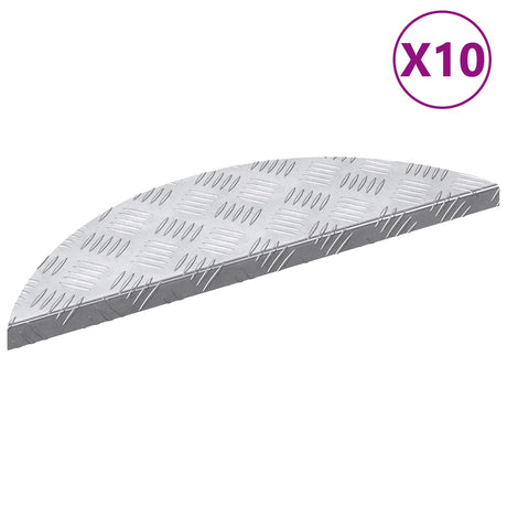 Vidaxl trap tread halvemaanvormig 10 pcs zilver 60 x 18 cm aluminium