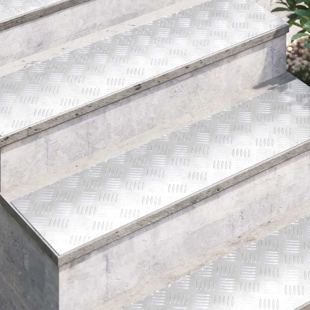 Vidaxl trap tread rechthoekig 4 pcs zilver 100 x 25 cm aluminium