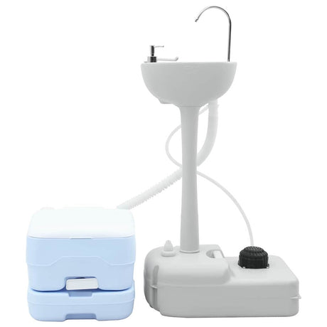 Vidaxl camping toilet set 2 pcs blauw en wit