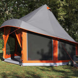 Vidaxl familie tipi tent tipi grijs en oranje 404 x 370 x 270 cm