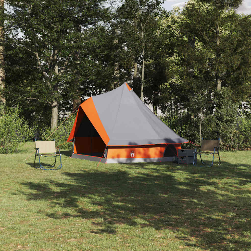 Vidaxl familie tipi tent tipi grijs en oranje 400 x 346 x 250 cm