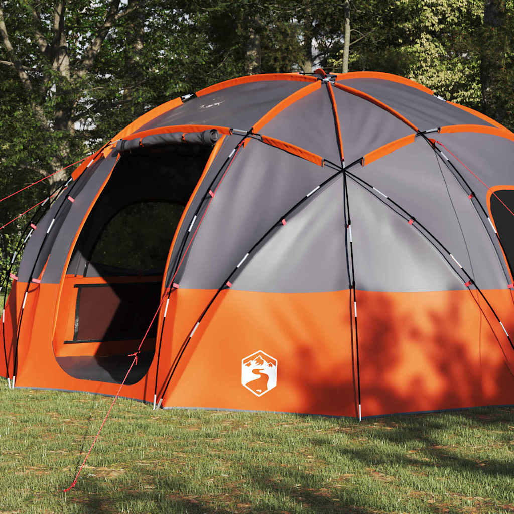 Vidaxl camping tent grijs en oranje 475 x 475 x 235 cm polyester