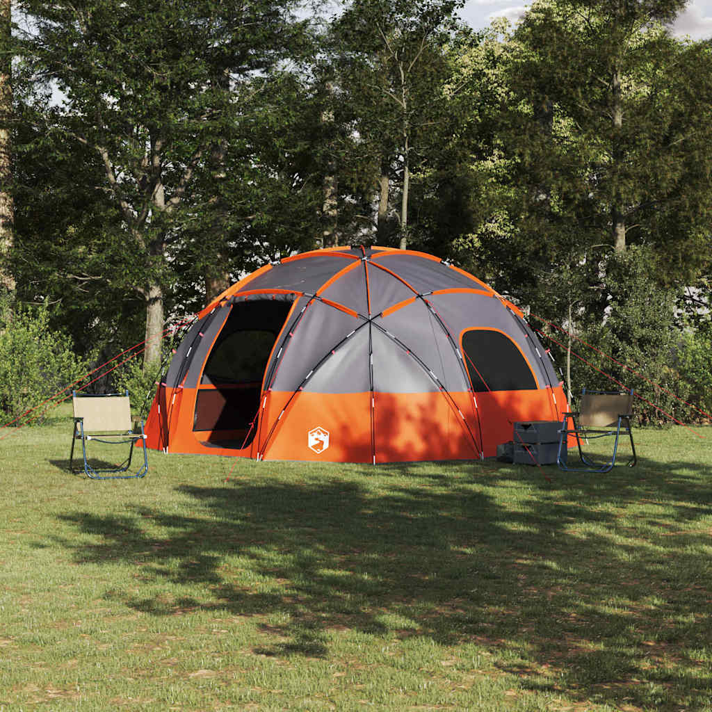 Vidaxl camping tent grijs en oranje 475 x 475 x 235 cm polyester