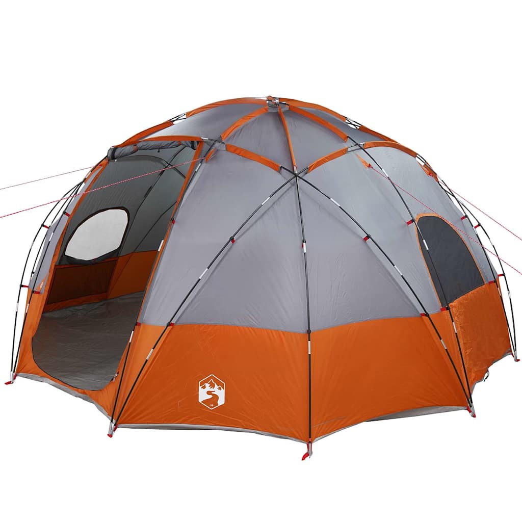 Vidaxl camping tent grijs en oranje 475 x 475 x 235 cm polyester
