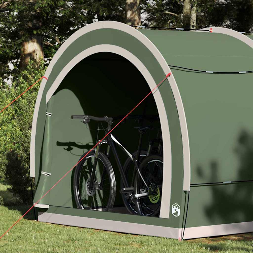 Vidaxl fietstent met dak met opslag groen 256 x 222 x 182 cm